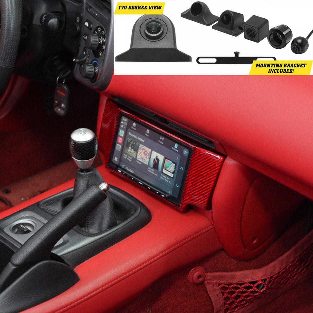 S2000 Red Carbon Fiber Dash Kit + Rear Camera (radio not included)